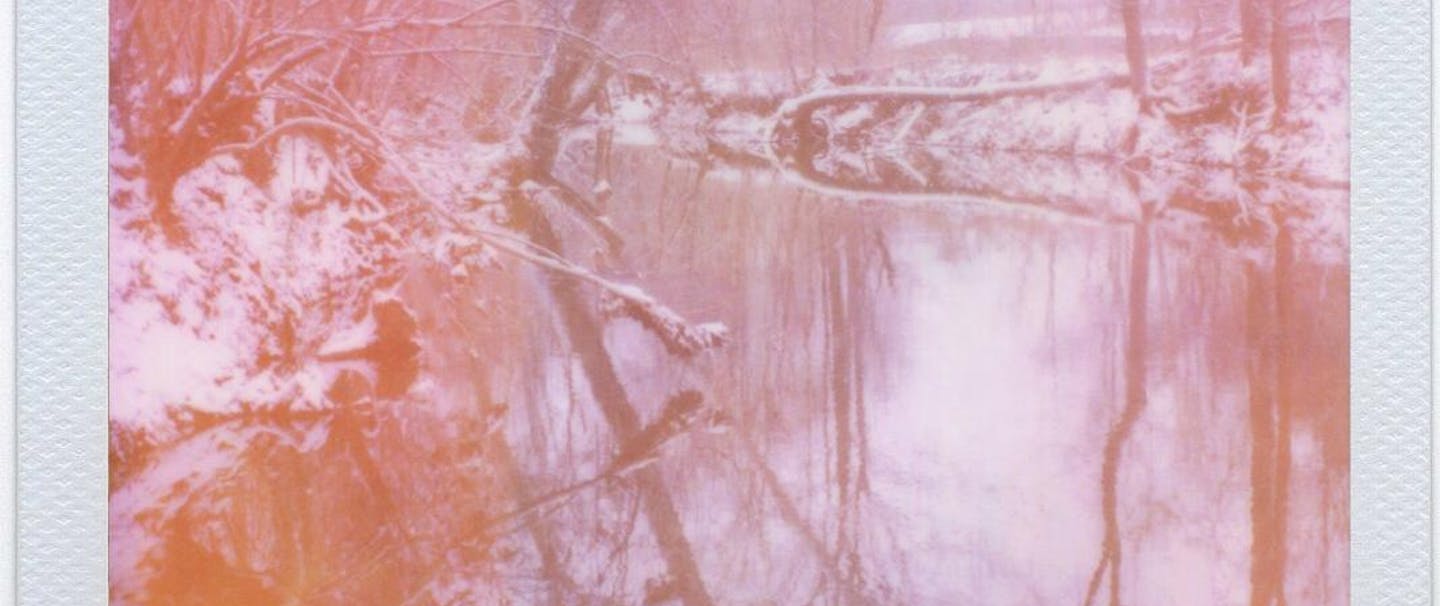 Winter Wanderland - George Barnett 6 polaroid picture of winter scene with reflective river and trees