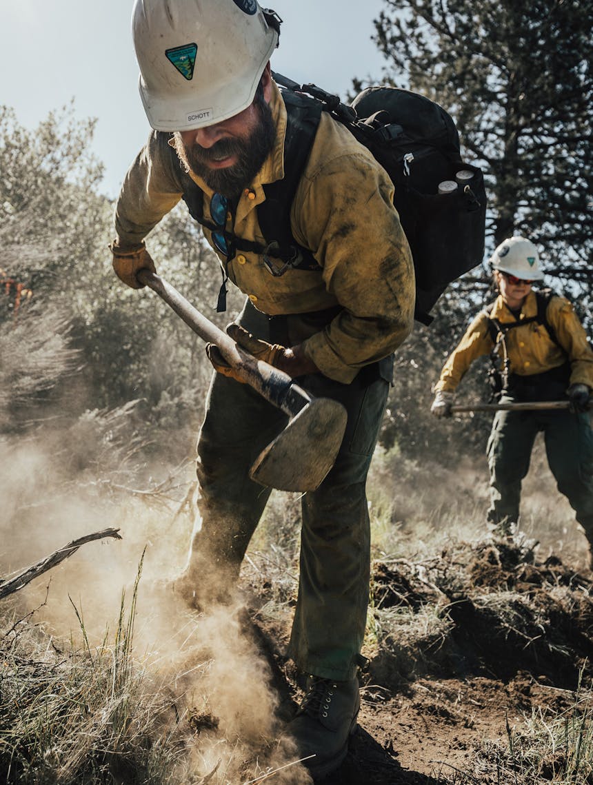 firefighters working on fireline