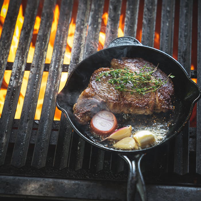 Cook steak on cast iron skillet