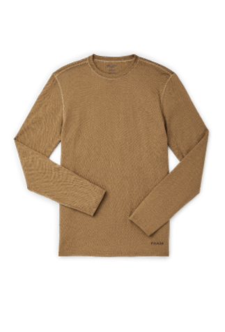 top down view of tan base-layer filson shirt
