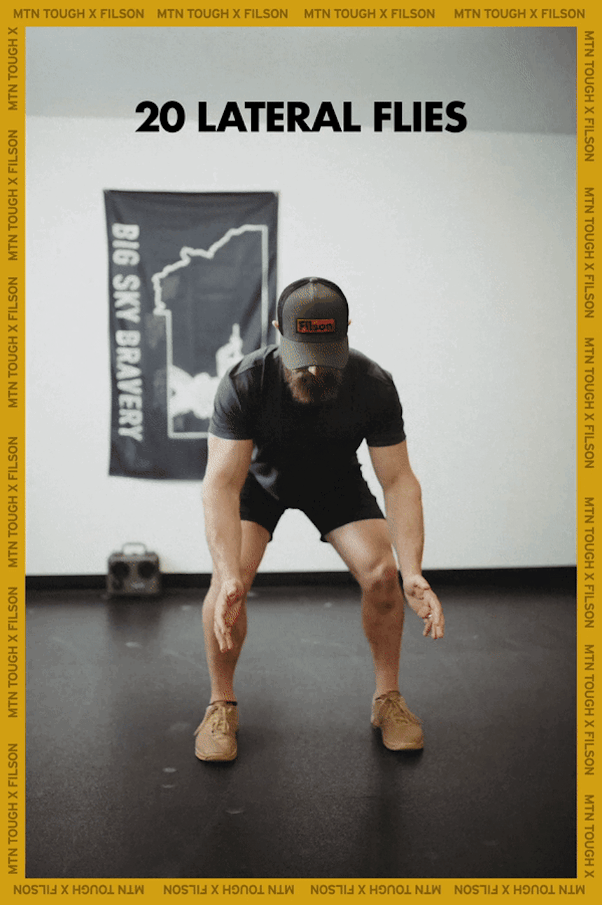 man in gray hat and workout gear squatting, header text 