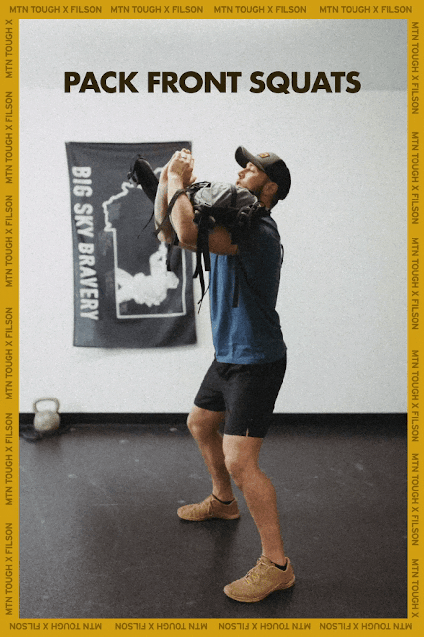 Man with backpack on biceps. header text