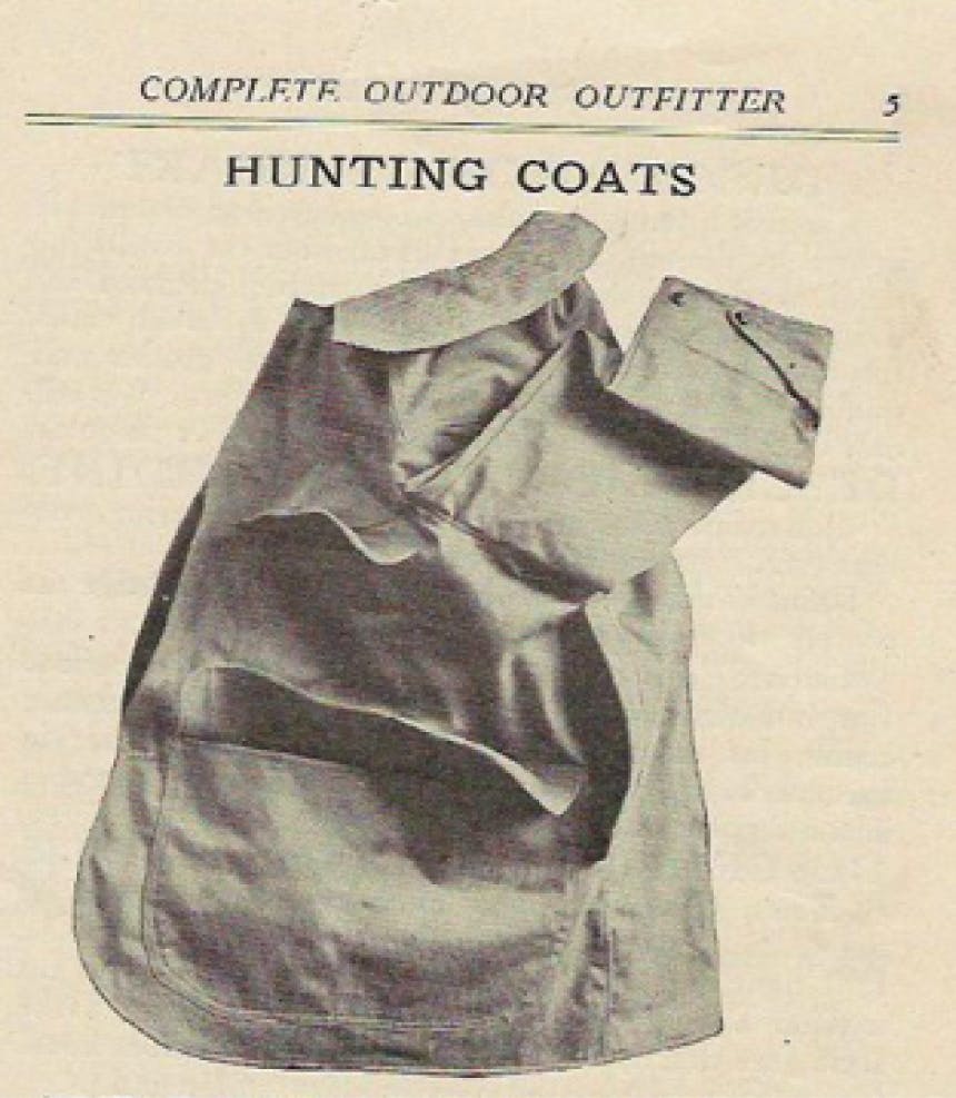 hunting coat advertisement from 1914 filson catalog