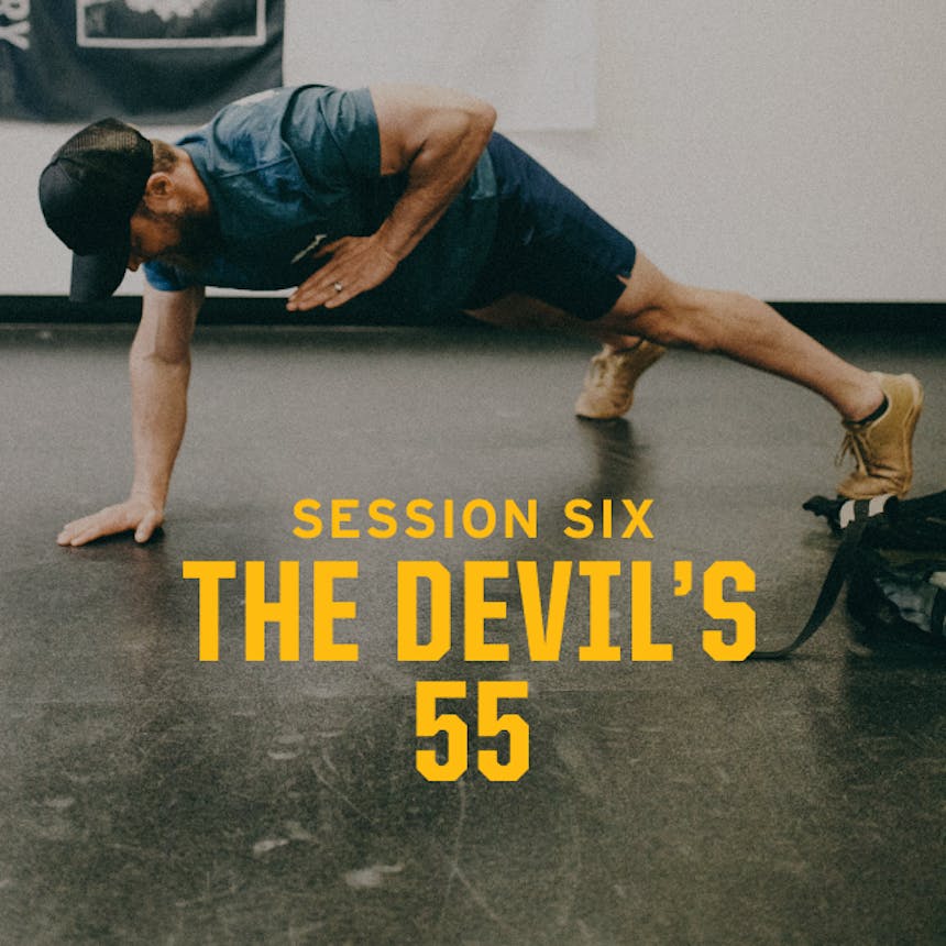 session six the devil's 55 man in a plank position raising left arm