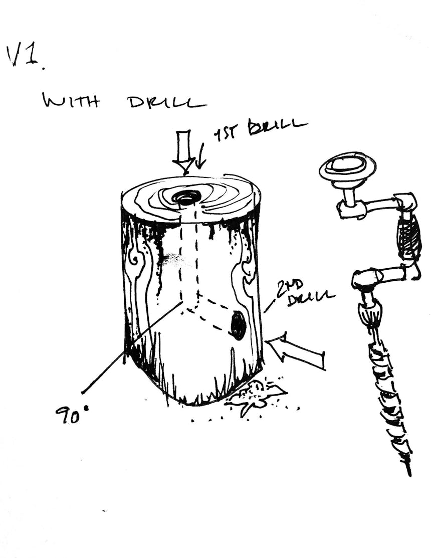illustration detailing the holes required to build a rocket stove