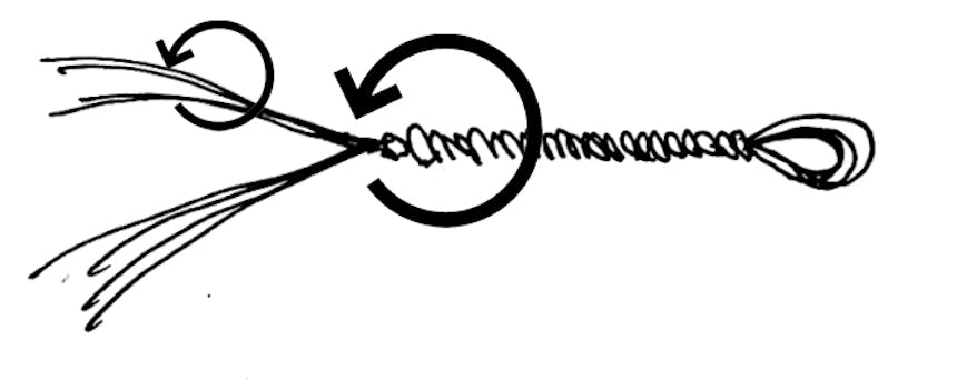 graphic showing how to properly weave cordage