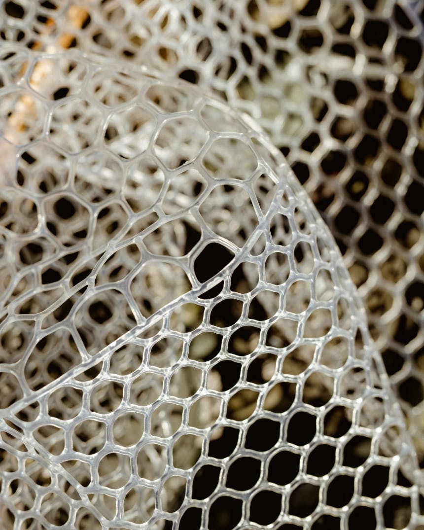 closeup detail of plastic fishing net