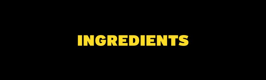 ingredients black background yellow text
