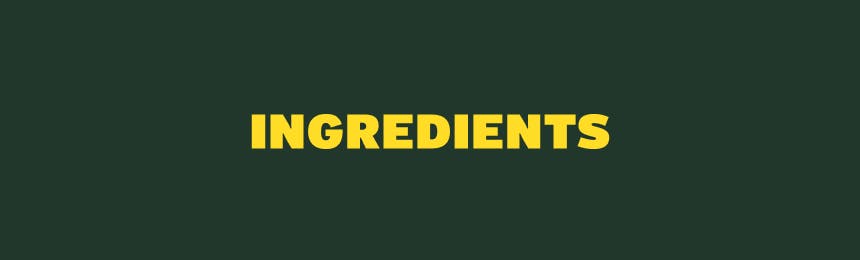 ingredients yellow text green background