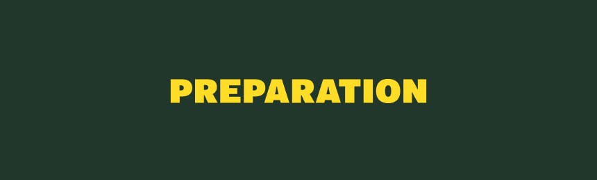 preparation yellow text green background