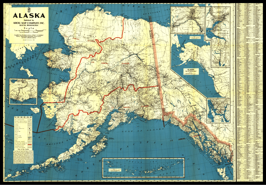 map of alaska with a teritory marked off in red