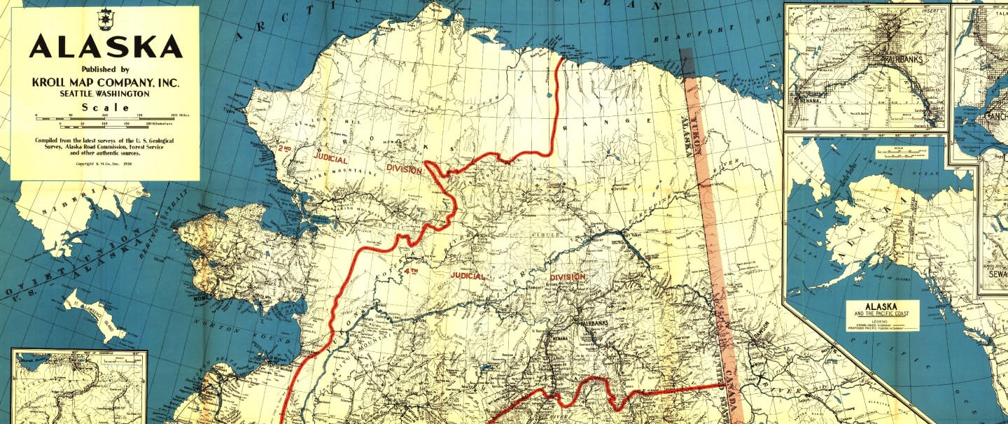 map of alaska with red portion marked off