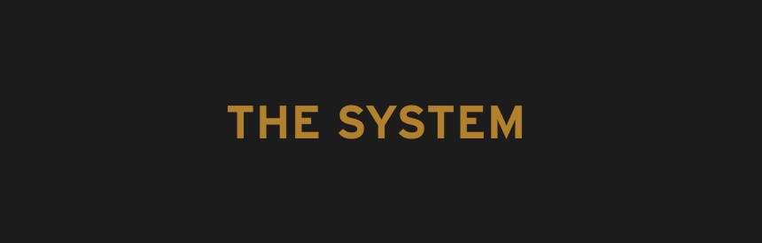 the system yellow text on black background