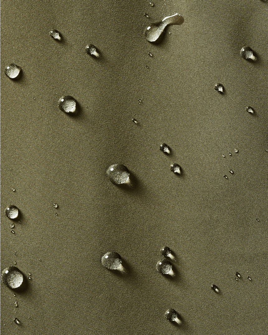 water beading on rain proof fabric