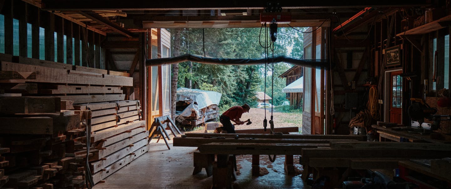Timber framer Peter Henrikson's workshop