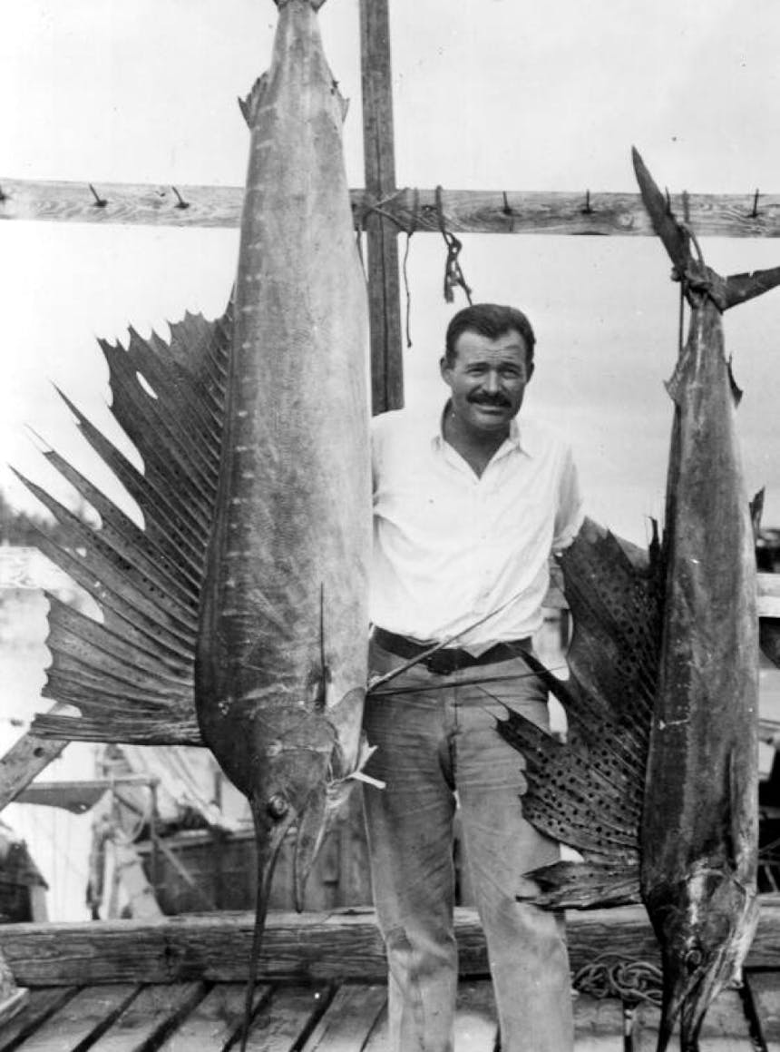 Hemingway with a fish