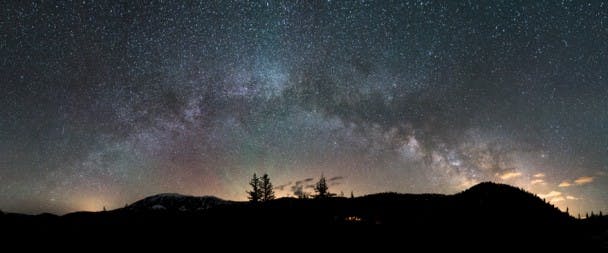 Milky Way Rising: Airglow. Meteor and Earthly lights. Williams Fork Range - Summit County, Colorado.