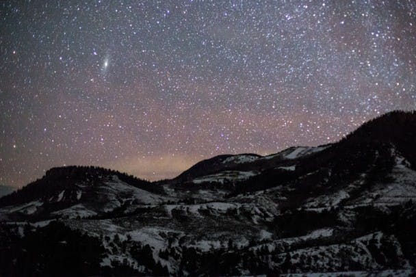 Andromeda Galaxy over Williams Peak. Middle Park - Summit County, Colorado. 
